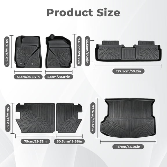Kimllier TPE Floor Liners and Trunk Mat and Backrest Mats 6Pcs Replacement for Ford Escape 2009-2012 Replacement for Mazda Tribute/Mercury Mariner 2009-2011 All Weather Black