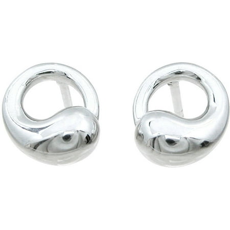 Plutus CZ Sterling Silver Open-Circle Ball Stud Earrings