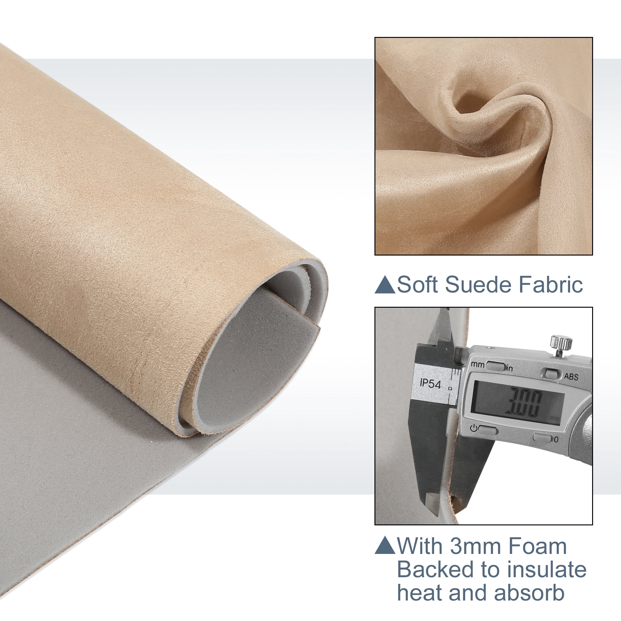Unique Bargains Suede Headliner Fabric 40"x60" Foam Backed Car Interior Roof Repair Beige