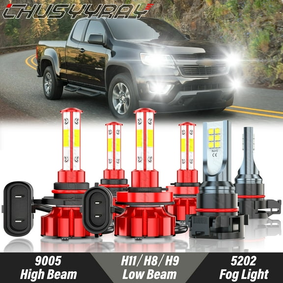 For Chevy Colorado 2015 2016 2017 2018 2019 LED Headlight   Fog Light Bulbs Kit 6000K Pure White 6x