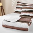 thumbnail image 4 of Erosebridal Modern Oil Painting Quilt Full, Brown White Stripe Full Bedspread Sets, Reversible 3-Piece 1 Coverlet and 2 Pillowcases, 4 of 7