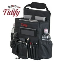 Tidify Velcro Sleeve Front Seat Car Organizer with Stabilizing Side Straps, Black, Fits Laptops up to 16 Inches