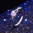 thumbnail image 2 of Elegant Rhinestone Ring Set for Women and Men Shiny Silver Plated Jewelry, 2 of 6