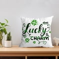 thumbnail image 3 of Funda de almohada para el Día de San Patricio | Trébol verde de tres hojas | Terciopelo de piel de durazno para sofá | 18"x18" | Lino decorativo festivo irlandés | Lavable a máquina | 1 pieza | Tela, 3 of 5