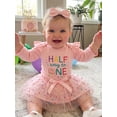 thumbnail image 5 of Cjfdfy Newborn Baby Girl Birthday Outfit Long Sleeve Romper,Tulle Skirt,Headband Set Neaswborn Fall Clothes Cute Half Way To One Print Letter 1/2 Birthday Girl Outfits, 5 of 9