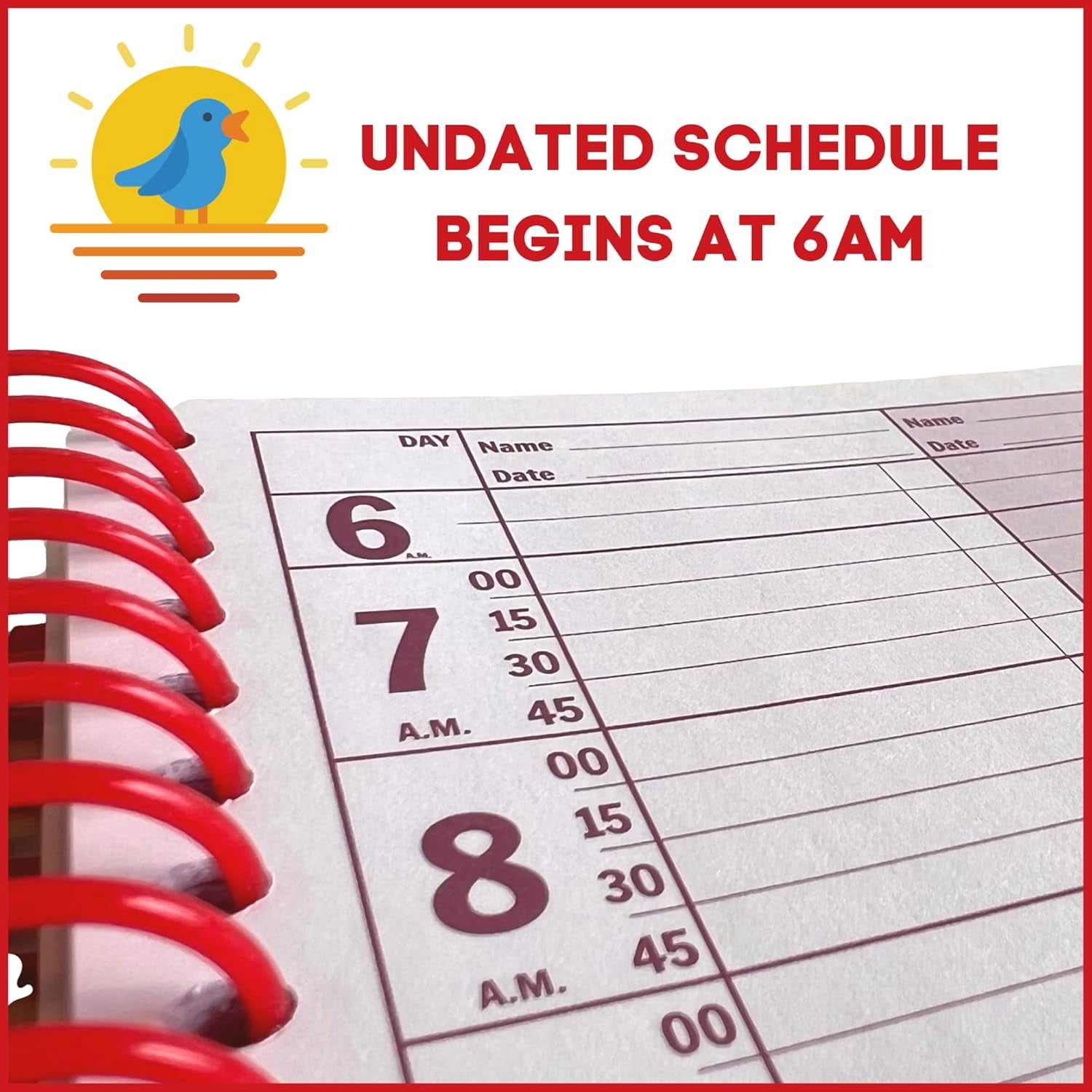 Portage 6 Column Appointment Book - Large 12.75" x 13.5" Daily & Hourly Planner - Spiral Notebook Organizer for Scheduling Appointments