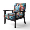 thumbnail image 3 of Designart "Unleashed Geometry in Orange and Blue III" Orange Abstractions Upholstered Accent Chair - Modern Arm Chair For Bedroom, 3 of 7