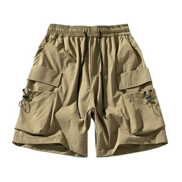 Cargo Shorts Men Male Summer Day Style Multi Pocket Overalls Fashion Casual Pants Gym Shorts Men Khaki XL