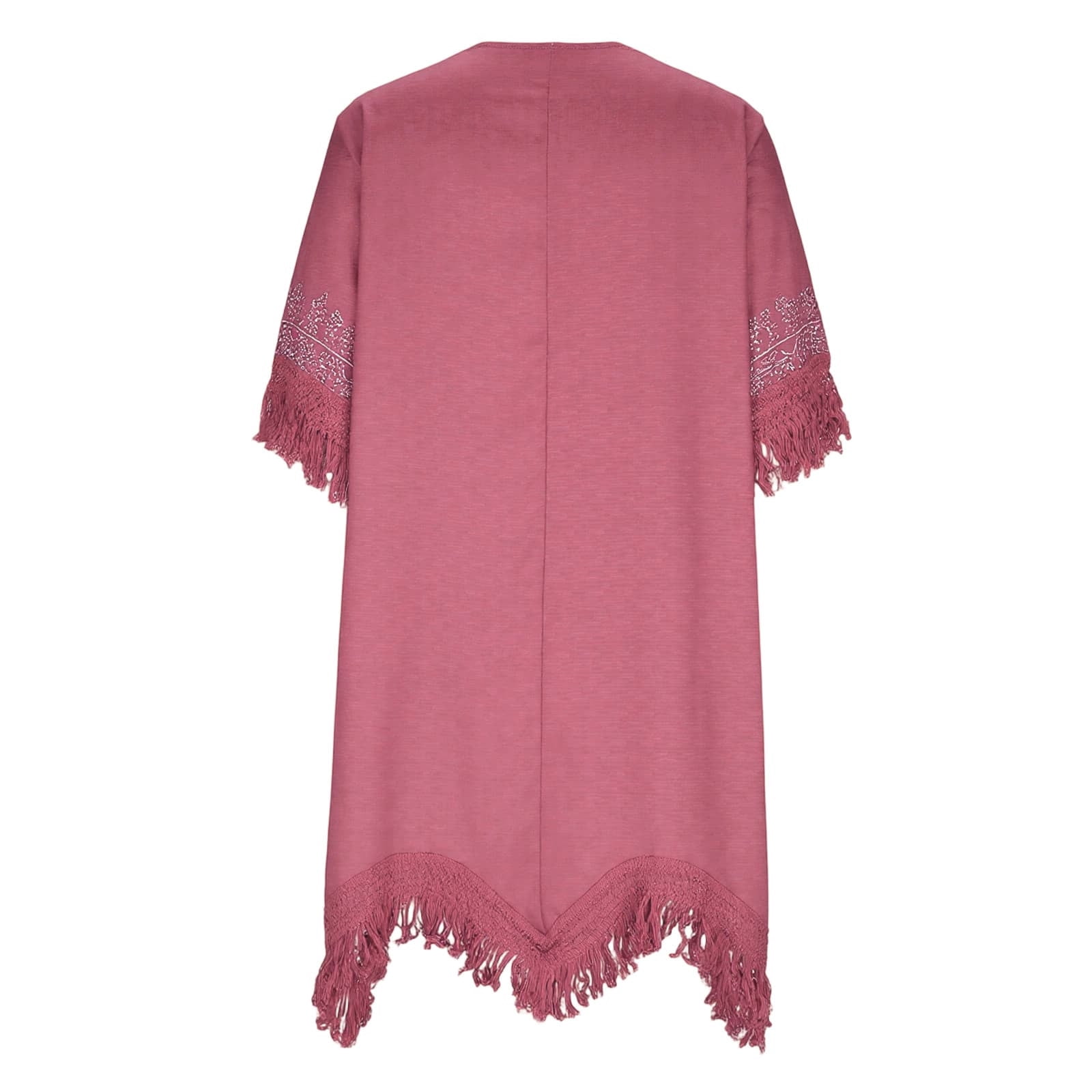 Women's Boho Summer Embroidered Linen Mini Dress, Loose V Neck Short Sleeve Casual Beach Coverups Tassels Dresses