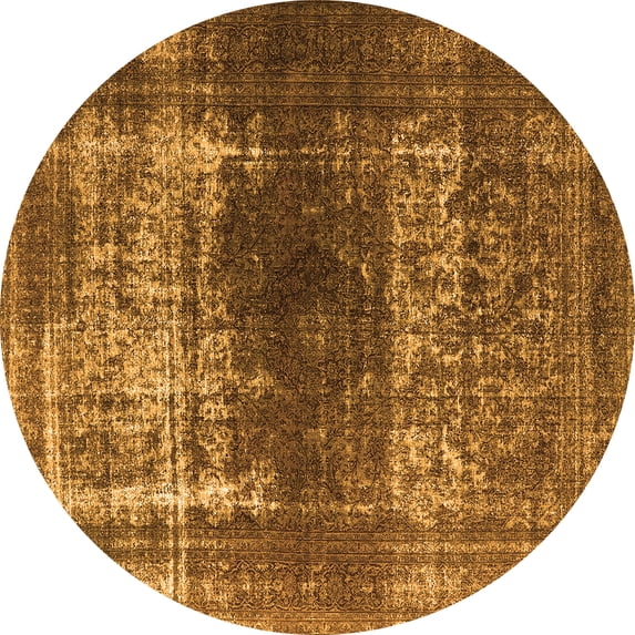 Ahgly Company Indoor Round Oriental Orange Industrial Area Rugs, 6' Round