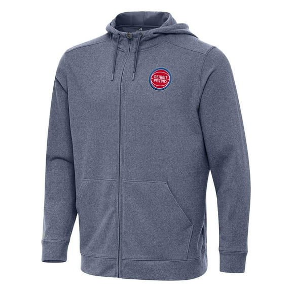 Men's Antigua Heather Navy Detroit Pistons Effortless Full-Zip Hoodie Jacket