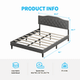 thumbnail image 4 of MUZZ Upholstered Line Queen Size Button Tufted Bed Frame, Platform Bed Frame with Headboard /Strong Wood Slats Support/ Mattress Foundation (Dark Grey, Queen), 4 of 7