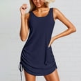 thumbnail image 2 of OSOLU Solid Color Women Summer Drawstring Sleeveless Round Hem Casual Comfortable Short Skirt Boho Skirts, 2 of 5