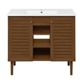 thumbnail image 6 of Bron 36" Freestanding Bathroom Vanity in Brown Oak with Sink Top, 6 of 11