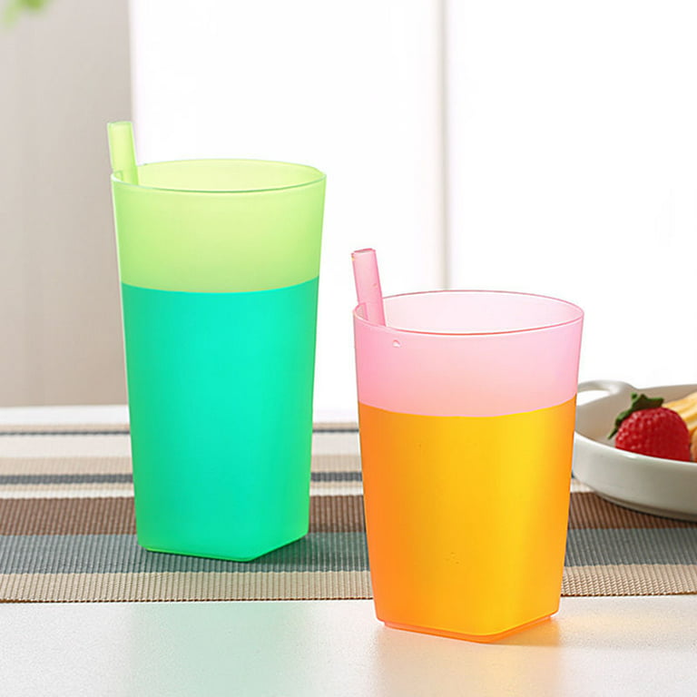 Training Cup with Straw 12.2oz/12.8oz Plastic Cup with Built in Straw - Sippy Cup for Kids & Smoothie Cup, Size: 10.8 oz, Green