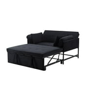 Gewnee 46 Velvet Convertible Sleeper Sofa Bed with Pull-Out Futon Couch for Small Spaces, Apartment & Living Room - Black