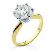 14k Yellow Gold 1 Carat Solitaire Brilliant Round Cut Diamond Engagement Ring