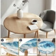 thumbnail image 3 of Housse de Table Ronde pour Tables Rondes 36 Pouces-70 Pouces, Nappe Ajustée avec Élastique pour Fête Intérieure Extérieure Vacances, 60 Pouces, Vagues de Mer, 3 of 7