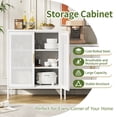 thumbnail image 3 of AENKYO Heavy-Duty Steel Cabinet with Ventilated Grid Doors & Gold Handle, Adjustable Shelves, for Home & Office, White, 3 of 8