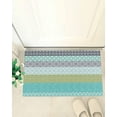 thumbnail image 4 of Shag Bath Rugs Boho Ethnic Style Geometric Pattern Plush Soft Fluffy Doormat Floor Carpet,Non-Slip Living Room Bedroom Kitchen Entryway Door Mats Blue Teal Stripes Gradient, 4 of 6