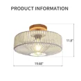thumbnail image 4 of AFANQI Gold Ceiling Light Woven Rattan Light Fixture Bedroom Ceiling Mount Lamp Modern, 4 of 14