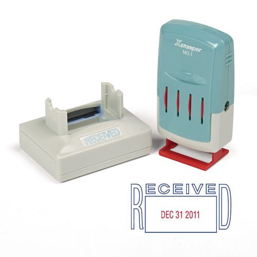 Versadater Message Dater, 2.13 X 1.31, Received, Blue/red