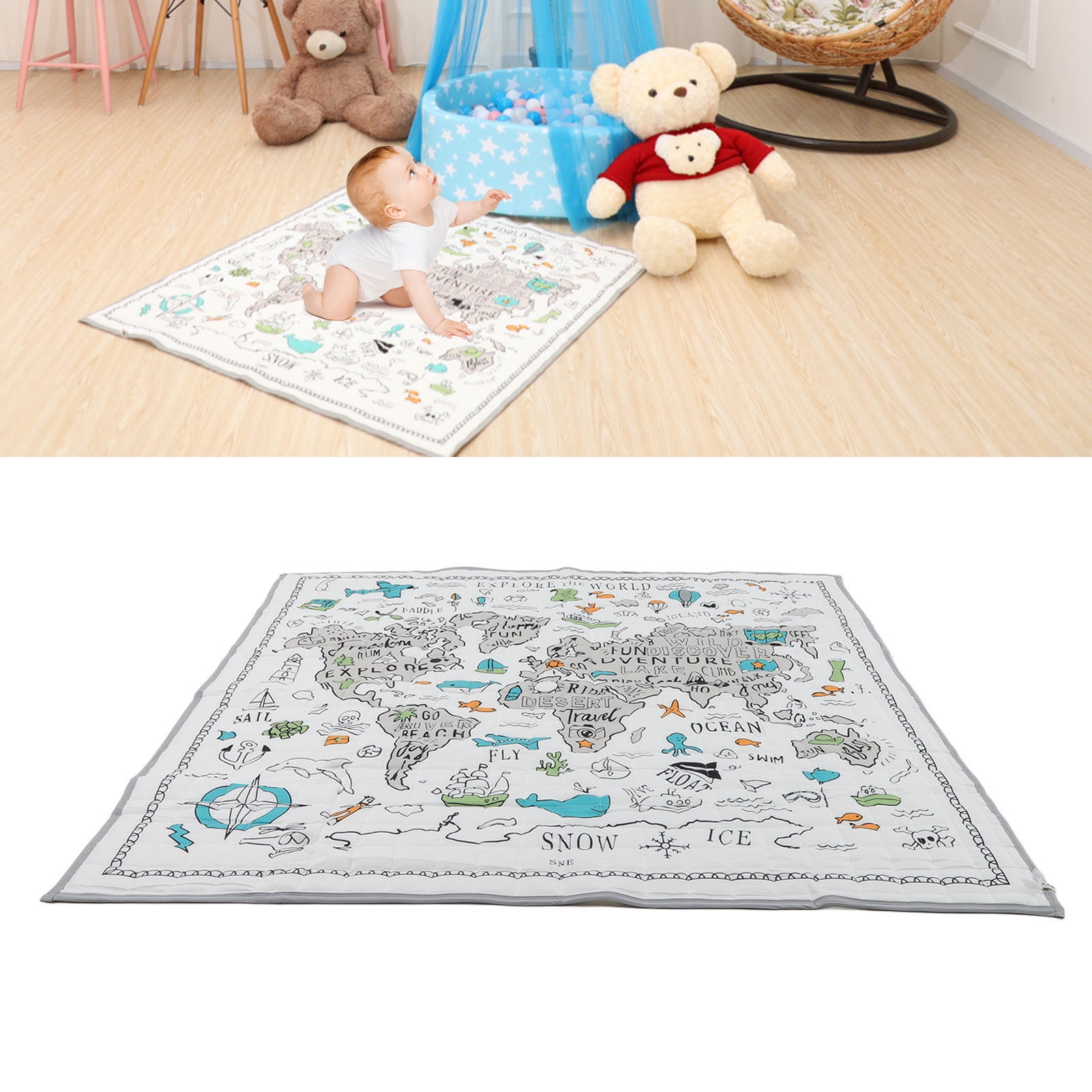 Play Mat Baby Crawling Floor Kids Soft Rug Pad Game Gym Activity Carpet Plush H 