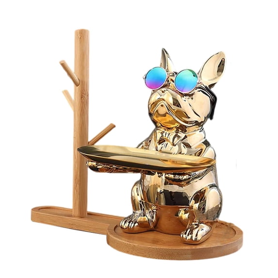 French Bulldog Statue | Ceramic Bulldog Desk Storage Tray Statue | Creative Animal Sculpture Table Decoration Multifunction Office Home Decor Coin Bank Storage