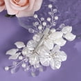 thumbnail image 4 of MIALLO White Flower Wedding Bridal Bridesmaid Hair Clips, Marquise-cut Crystals Barrette for Women & Girls, 4 of 7
