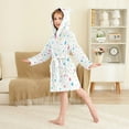 thumbnail image 4 of FORMRS Niños Bathrobe Unisex Hooded Robe Soft Plush Pajamas Sleepwear, Size 7-9T, White Retro Pattern, 4 of 7