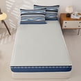 thumbnail image 4 of Homewish Blue Geometric Swirl Zipper Queen Comforter Set with Fitted Sheet and 2 Pillowcases,Vintage Damask Zipper Bedding Set,Light Gray Reversible,4pcs, 4 of 8