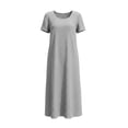 thumbnail image 6 of Asgosdo Women Dresses Short Sleeve Solid Color Loose Fit Comfy Soft Lounge Maxi Dress with Pocket, 6 of 7