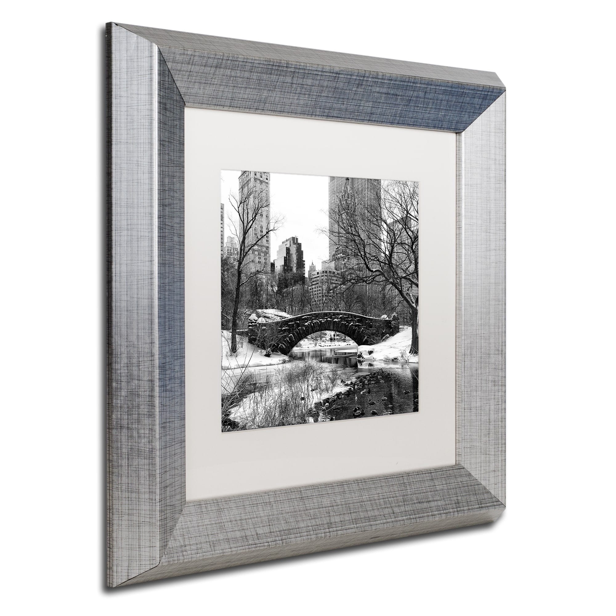 Trademark Fine Art "Gapstow Bridge Central Park" Canvas Art by Philippe Hugonnard, White Matte, Silver Frame