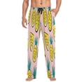 thumbnail image 4 of Pineapple Slices Pattern Men's Lightweight Pajama Bottoms Stretch Elastic Waist Side Pockets Spring Fall, 4 of 7