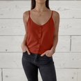 thumbnail image 2 of LWavelet Button-Front Spaghetti Strap V-Neck Tank Top Women Daily Casual Comfortable Versatile Tops Wine L, 2 of 4