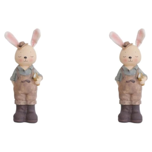 maskred Delightful Rabbit Statue Figurines Animal Sculpture Craft Wedding Gift male 8.5x23.5cm 2Set