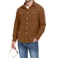 thumbnail image 6 of GIRUNS Men's Corduroy Jacket Long Sleeve Button Down Shirts Casual Shirt Jackets with Flap Pockets Brown L, 6 of 8