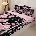 thumbnail image 3 of Erosebridal Glam Nocturnal Cherry Blossom Pattern Zipper Twin Comforter Sets with Fitted Sheet and 2 Pillowcases,Sparkle Star Print Zipper Bedding Set,Pink White Black,Pink Reversible, 3 of 6
