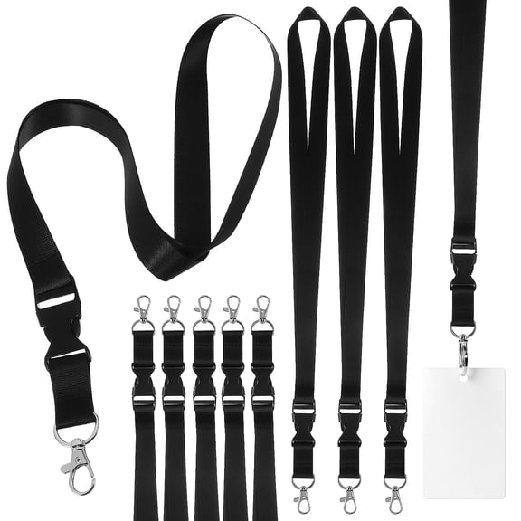 SILENRADAWN 10Pcs Black Nylon Id Badge Holder Lanyards for Hanging Cards and Keys with Easy Remove Buckle