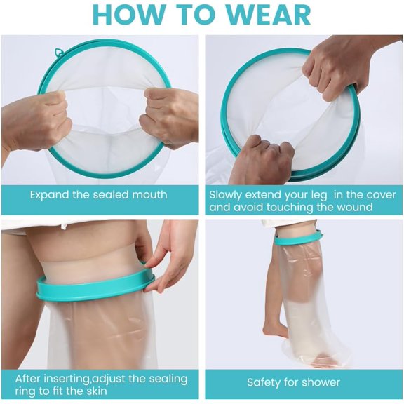 Cast Covers for Shower Leg, Waterproof Foot and Ankle Cast Cover for Child, Shower Boots for Foot after Surgery, Knee, Ankle, Foot, Use at Home or Hospital No Mark on Skin Reusable