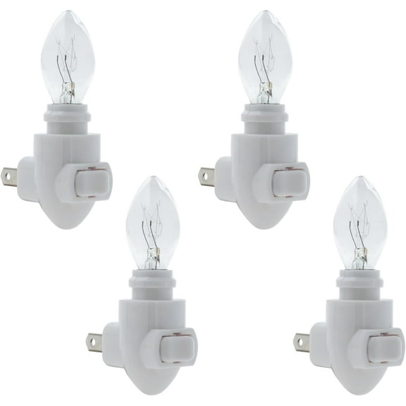 Plug in Night Light Module Includes 4 Watt Bulb White Plastic Great for Making Your Own DIY Decorative Night Lights Pack of 4
