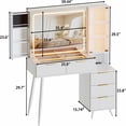 thumbnail image 3 of Resenkos Makeup Vanity Desk with Glass Top and Storage Drawers - White, 3 of 5