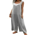 thumbnail image 4 of Combinaison en Coton Sans Manches pour Femmes Pantalon Large Ample Combinaison en Lin Grande Taille, 4 of 6