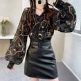 thumbnail image 4 of Chemisier Rouge Chic à Manches Longues Bouffantes pour Femmes, Chemise Décontractée Élégante 2024, 4 of 5