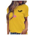 thumbnail image 1 of Hecho para Más Camisa Mujeres Sudadera de Manga Corta con Patrón Casual con Diseño de Pestañas Impreso, Cuello Redondo para el Hogar Y el Trabajo, 1 of 8