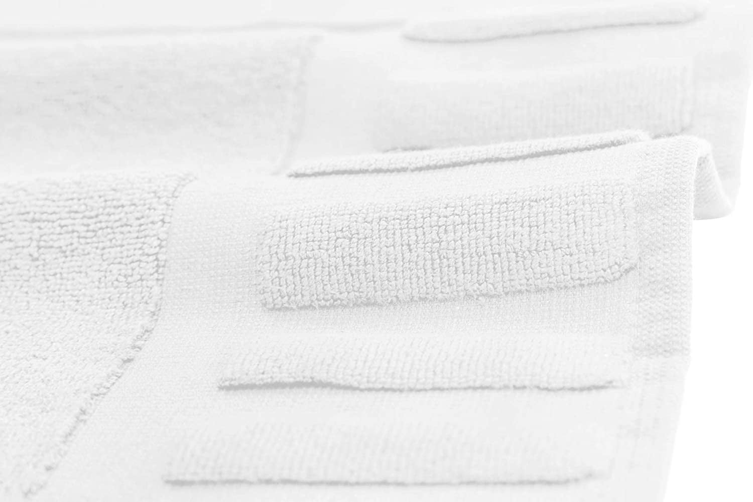 White Classic Hotel Collection Absorbent Cotton Bath Mats, Spa Reversible Floor Towels, not a Bathroom Rug, White, 22 x 34, 2 Pack