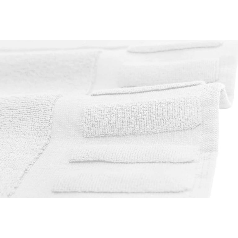 White Classic Luxury Bath Mat Towel Set, Absorbent Cotton Hotel Spa Shower/Bathtub Mats [Not A Bathroom Rug] 22x34, White , 2 Pack, Size: 22 x 34