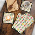 thumbnail image 5 of Pioneer Flower Kitchen Oven Mitt and Pot Holder Sets 4 Pcs for Baking, Cooking and Grilling, Heat Resistant Up To 392 °F, 5 of 7