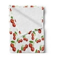thumbnail image 2 of Fruit Soft Flannel Fleece Throw Blanket, Cherry Design Fresh Berry Fruit Summer Green Garden Macro Digital Print, Cozy Plush for Indoor and Outdoor Use, 50" x 60", White Vermilion Green, by Ambesonne, 2 of 5