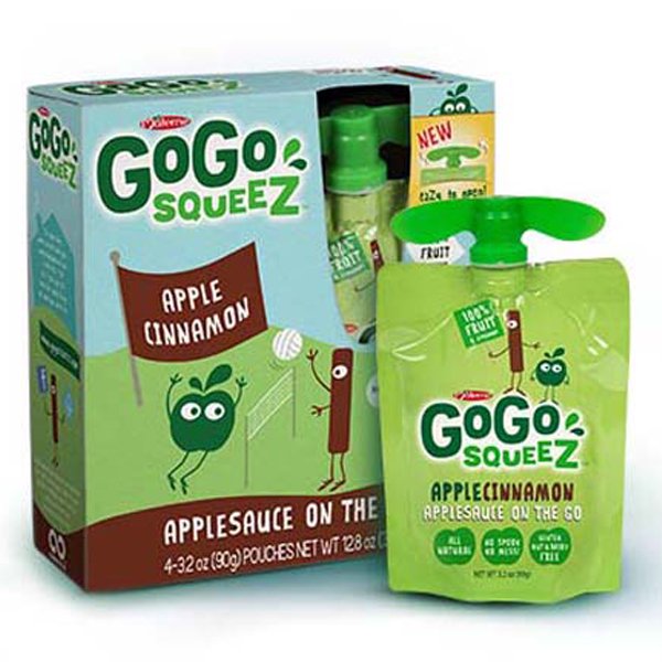 GoGo Squeez Apple Cinnamon Applesauce 3.2 oz Pouches Box of 12/4Pack
